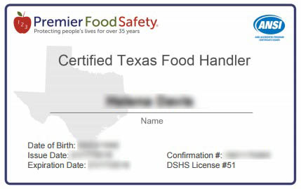 Texas Food Handlers Certificate : Food Handlers Certificate, Texas. Food Safety No-Exam ... : Jackson road carrollton, tx 75056 dshs license: